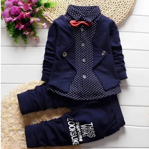 Formal Boys' 3-Piece Set with Blazer, Shirt, Trousers & Bow Tie