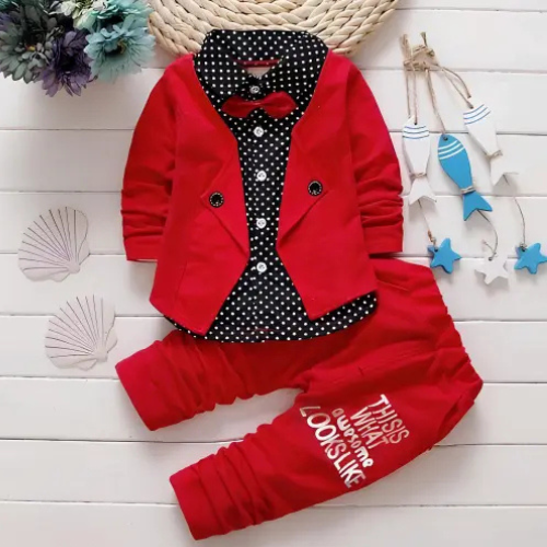 Kid's 3 Piece Clothing set  For Boy (Red)